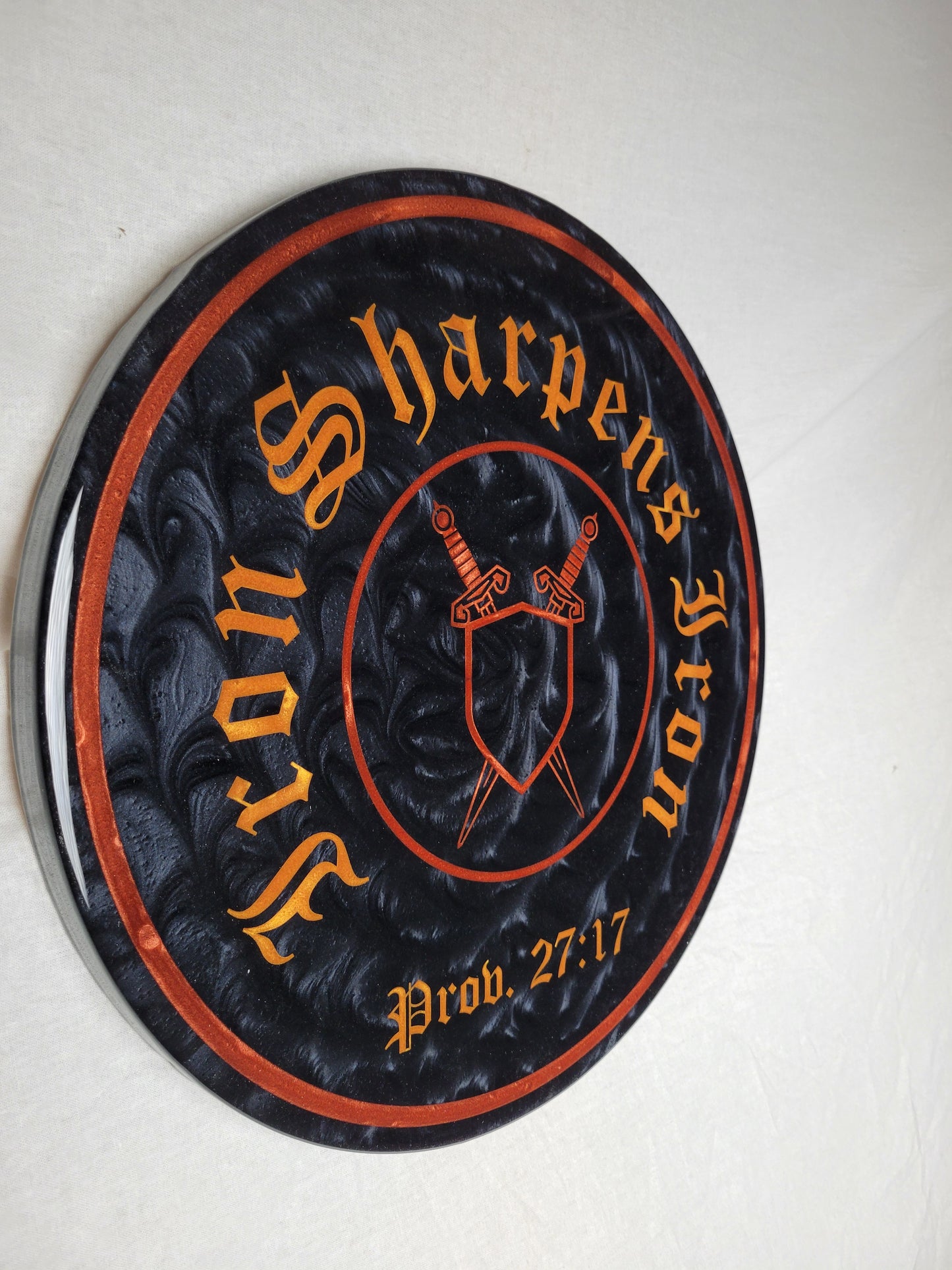 Iron Sharpens Iron Epoxy Inlay